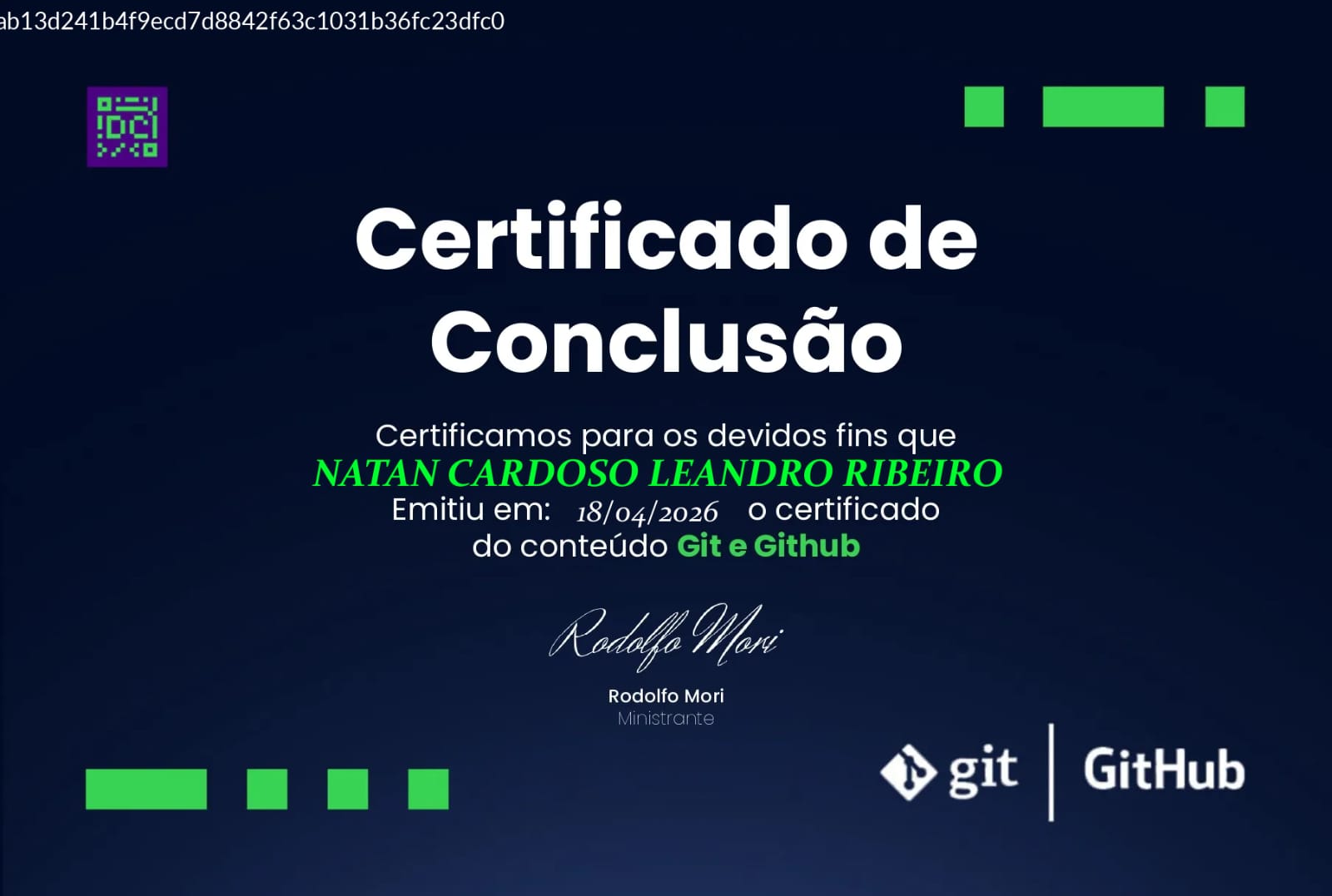 Certificado Git e GitHub